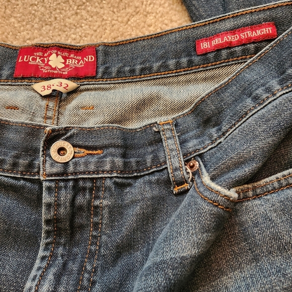 Lucky Brand 181 Relaxed Straight Mid-rise Men's Blue Jeans - Size 38x32 - Picture 2 of 11